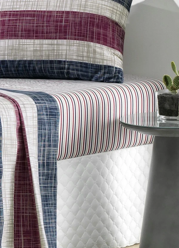 Mundo Lar - Jogo de Cama 150 Fios Listras Queen 4 Peças 5