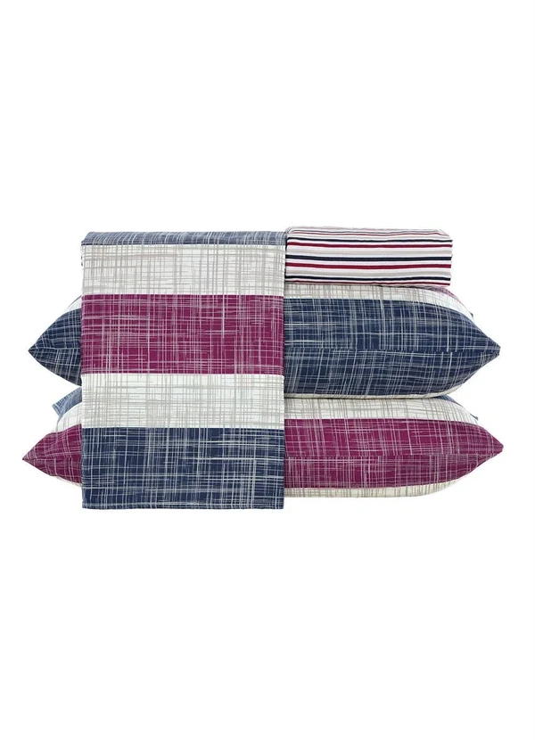 Mundo Lar - Jogo de Cama 150 Fios Listras Queen 4 Peças 6