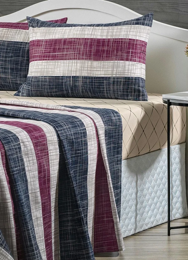 Mundo Lar - Jogo de Cama 150 Fios Listras Queen 4 Peças 3