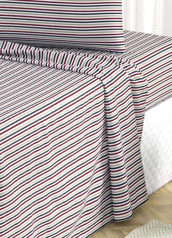 Mundo Lar - Jogo de Cama 150 Fios Listras Queen 4 Peças 2