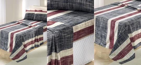 Jogo de Cama 150 Fios Listras Queen 4 Pe�as