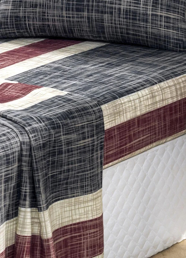 Mundo Lar - Jogo de Cama 150 Fios Listras Queen 4 Peças 2