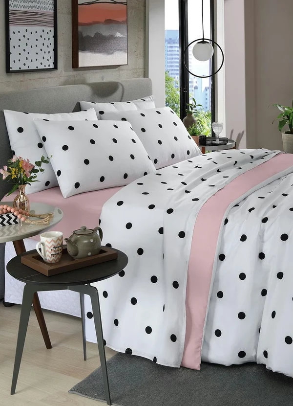 Mundo Lar - Jogo de Cama 150 Fios Poá Queen 4 Peças