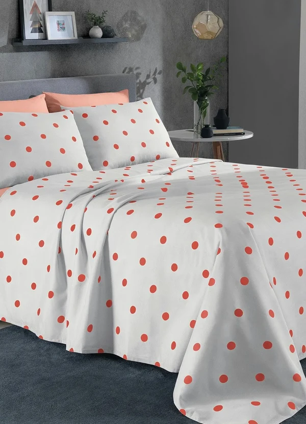 Mundo Lar - Jogo de Cama 150 Fios Poá Salmão Queen 4 Peças 3