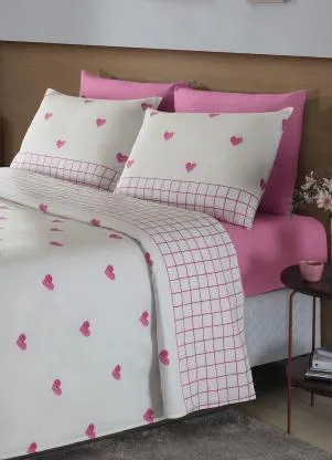 Mundo Lar - Jogo de Cama 150 Fios Rosa Queen 4 Peças - MUNDO LAR