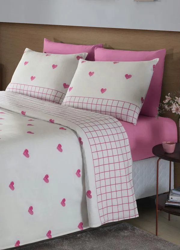 Mundo Lar - Jogo de Cama 150 Fios Rosa Queen 4 Peças 2