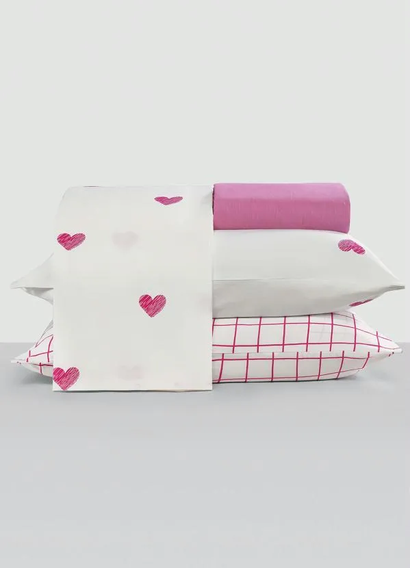 Mundo Lar - Jogo de Cama 150 Fios Rosa Queen 4 Peças 3