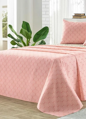 Mundo Lar - Jogo de Cama 150 Fios Rosa Queen 4 Peças - MUNDO LAR