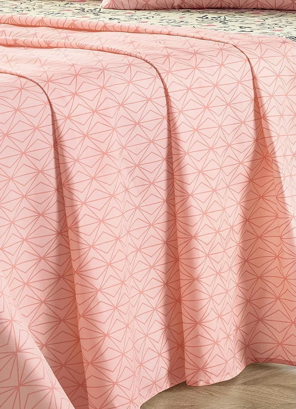 Mundo Lar - Jogo de Cama 150 Fios Rosa Queen 4 Peças 4