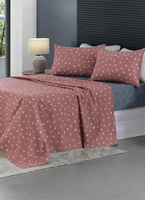 Jogo de Cama 150 Fios (Rosa (Queen)) 4 Peas