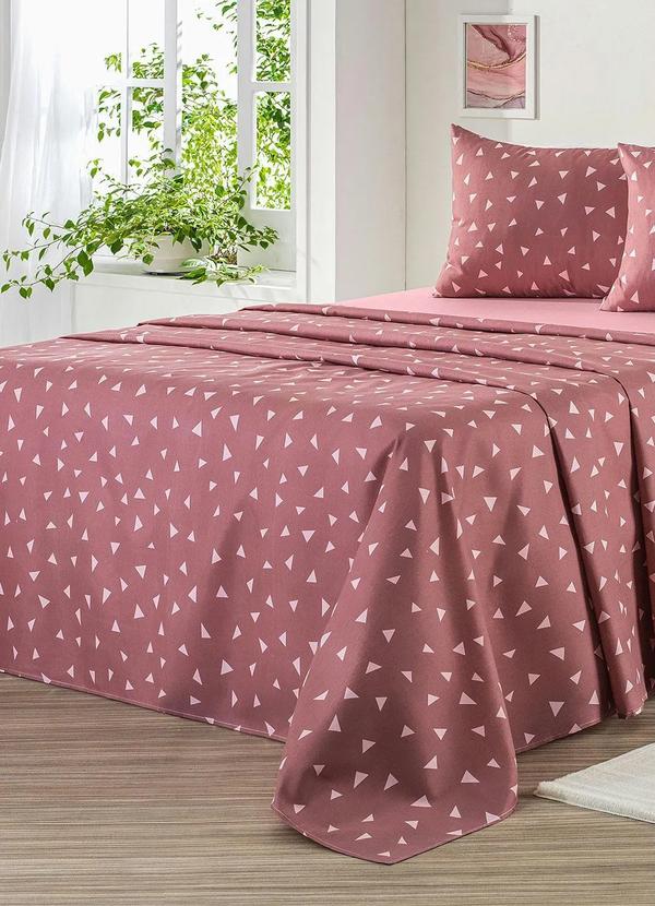 Mundo Lar - Jogo de Cama 150 Fios Rosa Queen 4 Peças 2