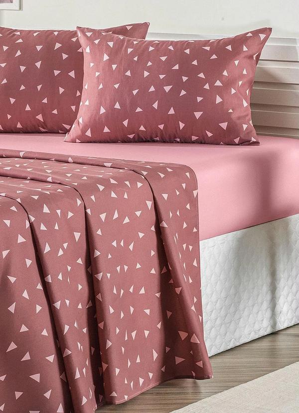 Mundo Lar - Jogo de Cama 150 Fios Rosa Queen 4 Peças 3