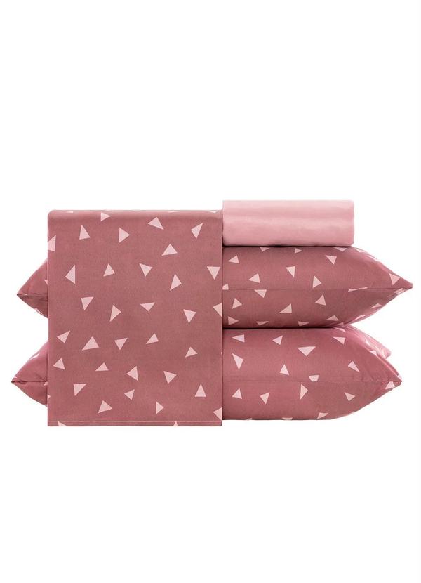 Mundo Lar - Jogo de Cama 150 Fios Rosa Queen 4 Peças 5