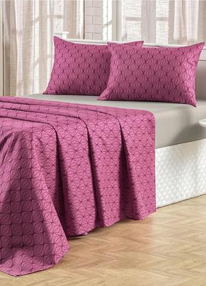 Jogo de Cama 150 Fios (Rosa (Queen)) 4 Peas