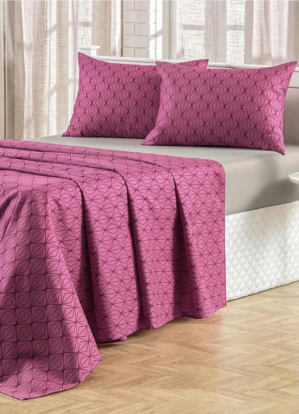 Jogo de Cama 150 Fios (Rosa (Queen)) 4 Peas