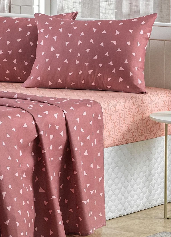 Mundo Lar - Jogo de Cama 150 Fios Rosa Queen 4 Peças 3