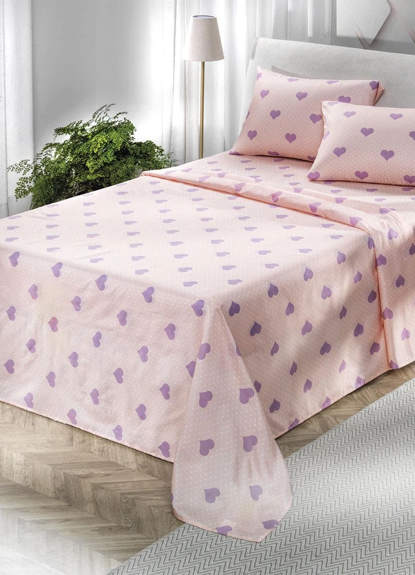 Mundo Lar - Jogo de Cama 150 Fios Rosa Queen 4 Peças