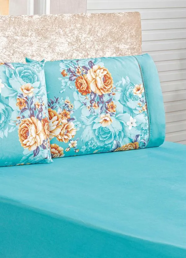 Lar e Lazer - Jogo de Cama 200 Fios Azul Queen 3 Peças 2