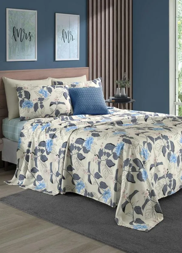 Mundo Lar - Jogo de Cama 200 Fios Bege Queen 4 Peças