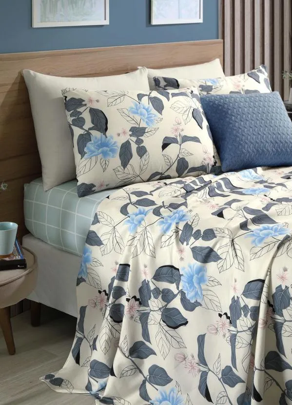 Mundo Lar - Jogo de Cama 200 Fios Bege Queen 4 Peças 3