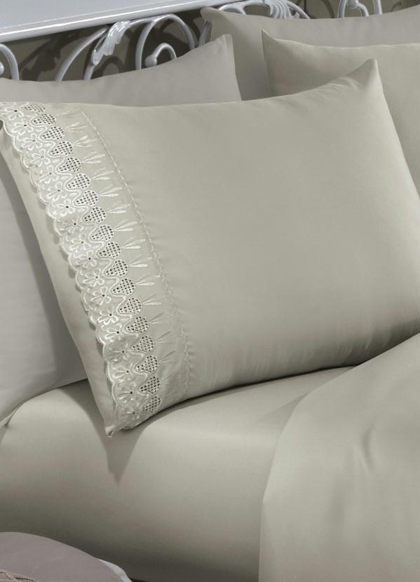 Mundo Lar - Jogo de Cama 200 Fios Bege Queen 4 Peças 4