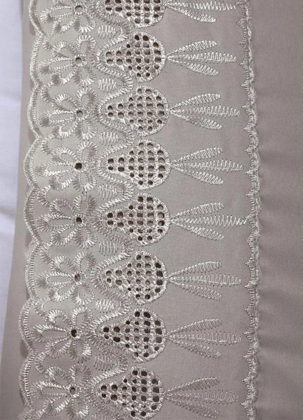 Mundo Lar - Jogo de Cama 200 Fios Bege Queen 4 Peças 5