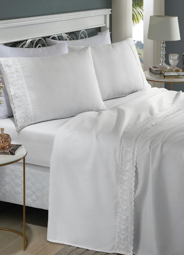 Mundo Lar - Jogo de Cama 200 Fios Branco Queen 4 Peças 2