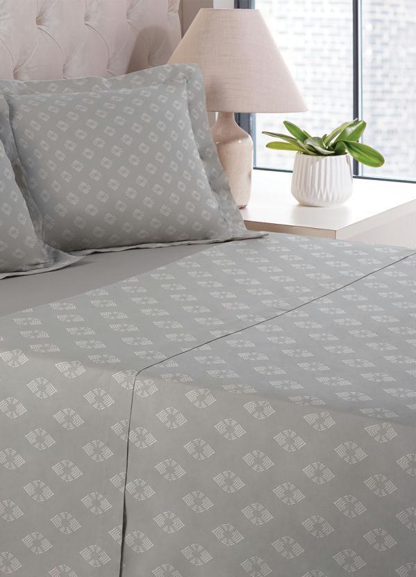 Hedrons - Jogo de Cama 200 Fios Cinza Queen 4 Peças 2