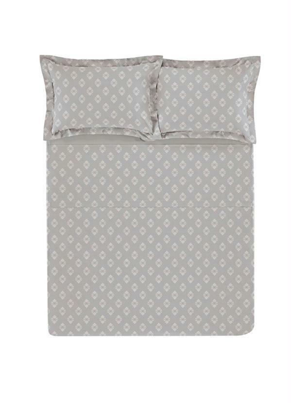 Hedrons - Jogo de Cama 200 Fios Cinza Queen 4 Peças 3