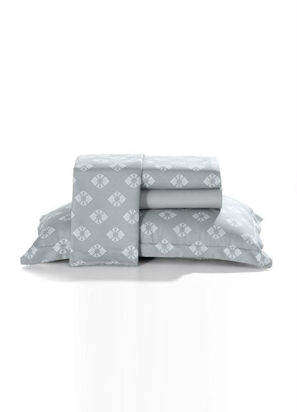 Hedrons - Jogo de Cama 200 Fios Cinza Queen 4 Peças 4