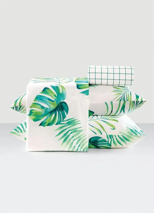 Mundo Lar - Jogo de Cama 200 Fios Folhas Queen 4 Peças 3