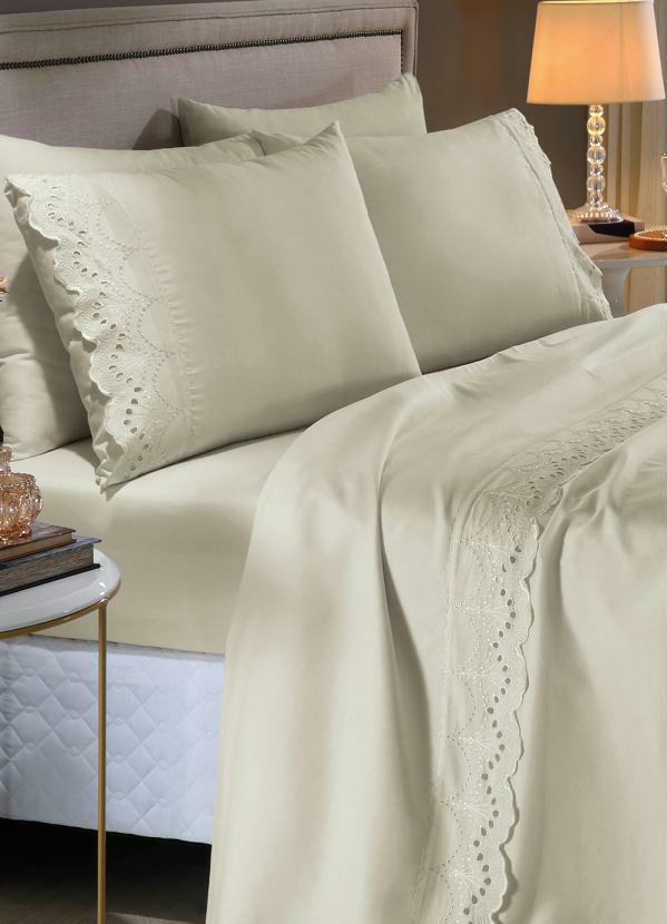 Mundo Lar - Jogo de Cama 200 Fios Off White Queen 4 Peças 2
