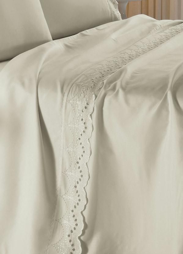 Mundo Lar - Jogo de Cama 200 Fios Off White Queen 4 Peças 4