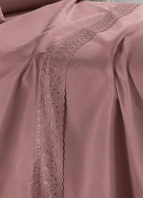 Mundo Lar - Jogo de Cama 200 Fios Rosê Queen 4 Peças 3