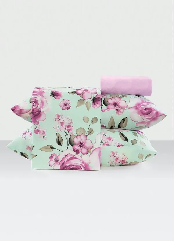 Mundo Lar - Jogo de Cama 200 Fios Verde Queen 4 Peças 2