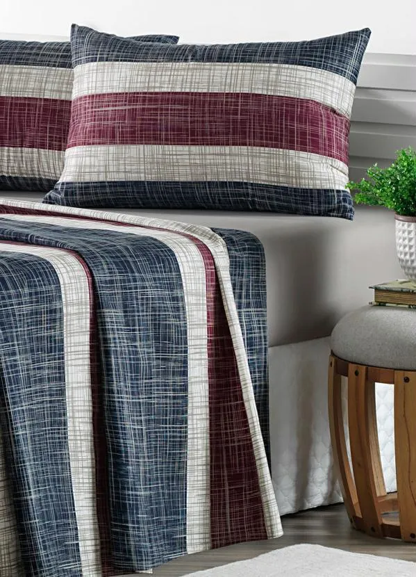 Mundo Lar - Jogo de Cama 150 Fios Azul King 4 Peças 2