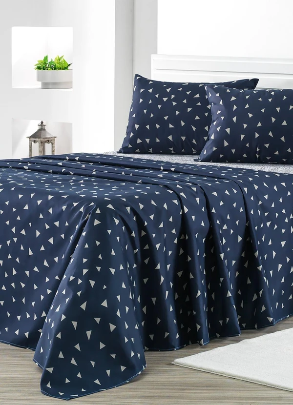 Ligasoft - Jogo de Cama Azul Queen 4 Peças