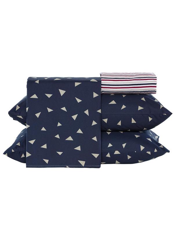 Ligasoft - Jogo de Cama Azul Queen 4 Peças 4