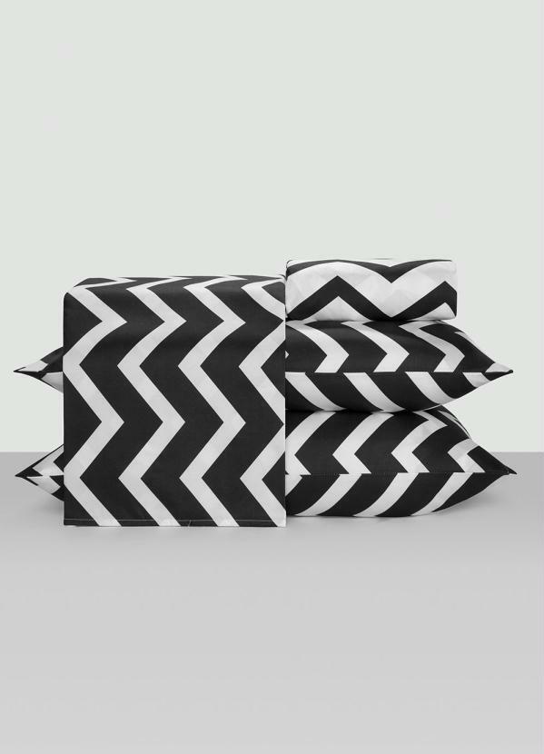 Mundo Lar - Jogo de Cama Chevron Grafite Queen 4 Peças 3