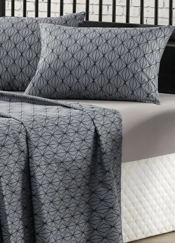 Mundo Lar - Jogo de Cama 150 Fios Cinza King 4 Peças 3