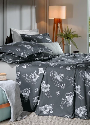 Hedrons - Jogo de Cama Cinza Queen 3 Peças - HEDRONS