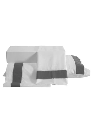 Lar e Lazer - Jogo de Cama Cinza Queen 4 Peças - LAR E LAZER