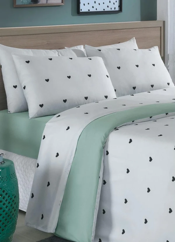 Mundo Lar - Jogo de Cama Coração Verde Queen 4 Peças 2