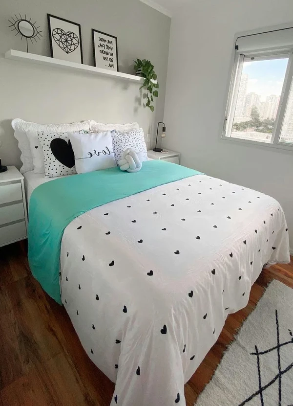 Mundo Lar - Jogo de Cama Coração Verde Queen 4 Peças 4