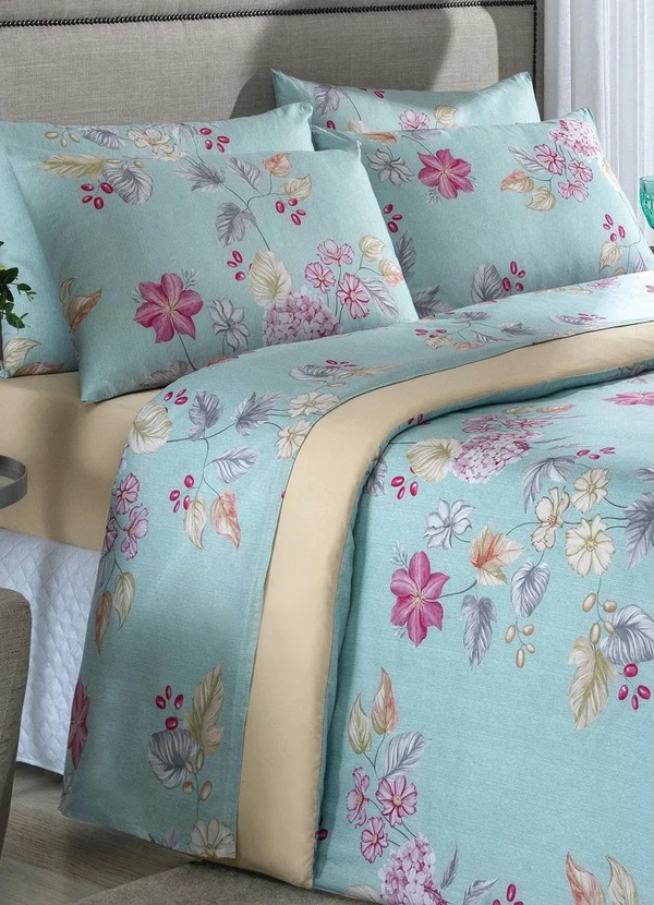 Mundo Lar - Jogo de Cama Floral Azul Queen 4 Peças 4