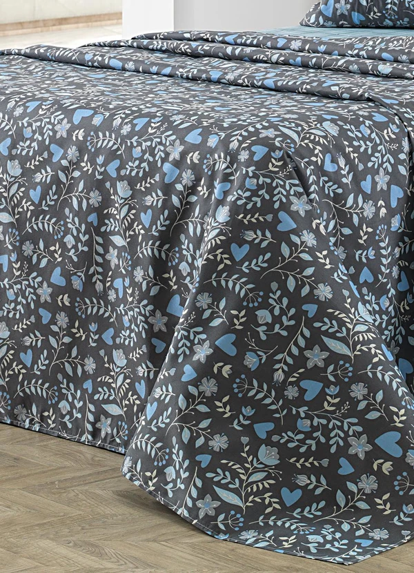 Ligasoft - Jogo de Cama Floral Azul Queen 4 Peças 3