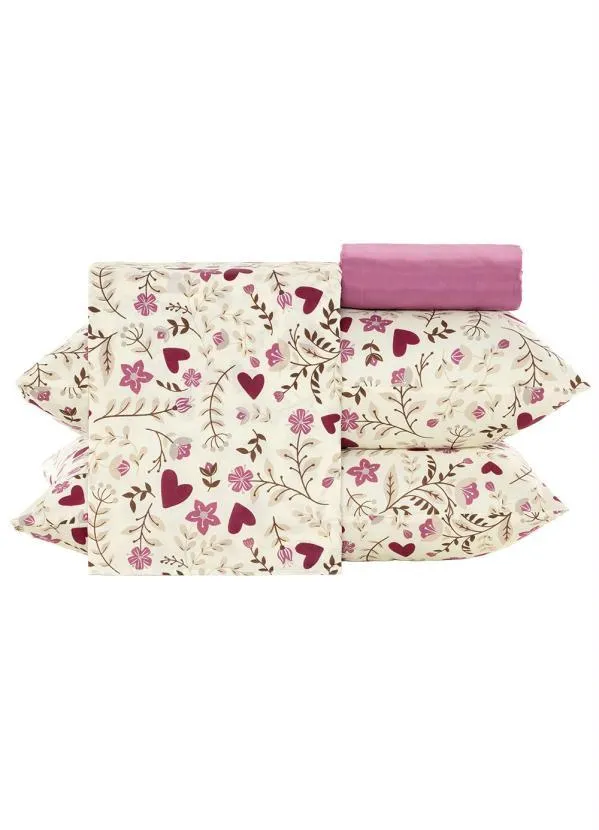 Mundo Lar - Jogo de Cama 150 Fios Floral King 4 Peças 5