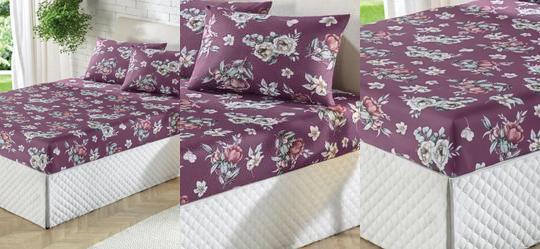 Jogo de Cama Flores Bord� Queen 3 Pe�as