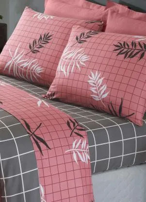 Mundo Lar - Jogo de Cama Folhas Rosa Queen 4 Peças - MUNDO LAR