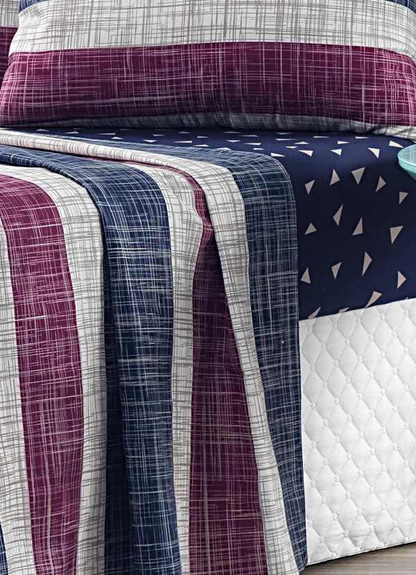 Ligasoft - Jogo de Cama Listra Azul Queen 4 Peças 2